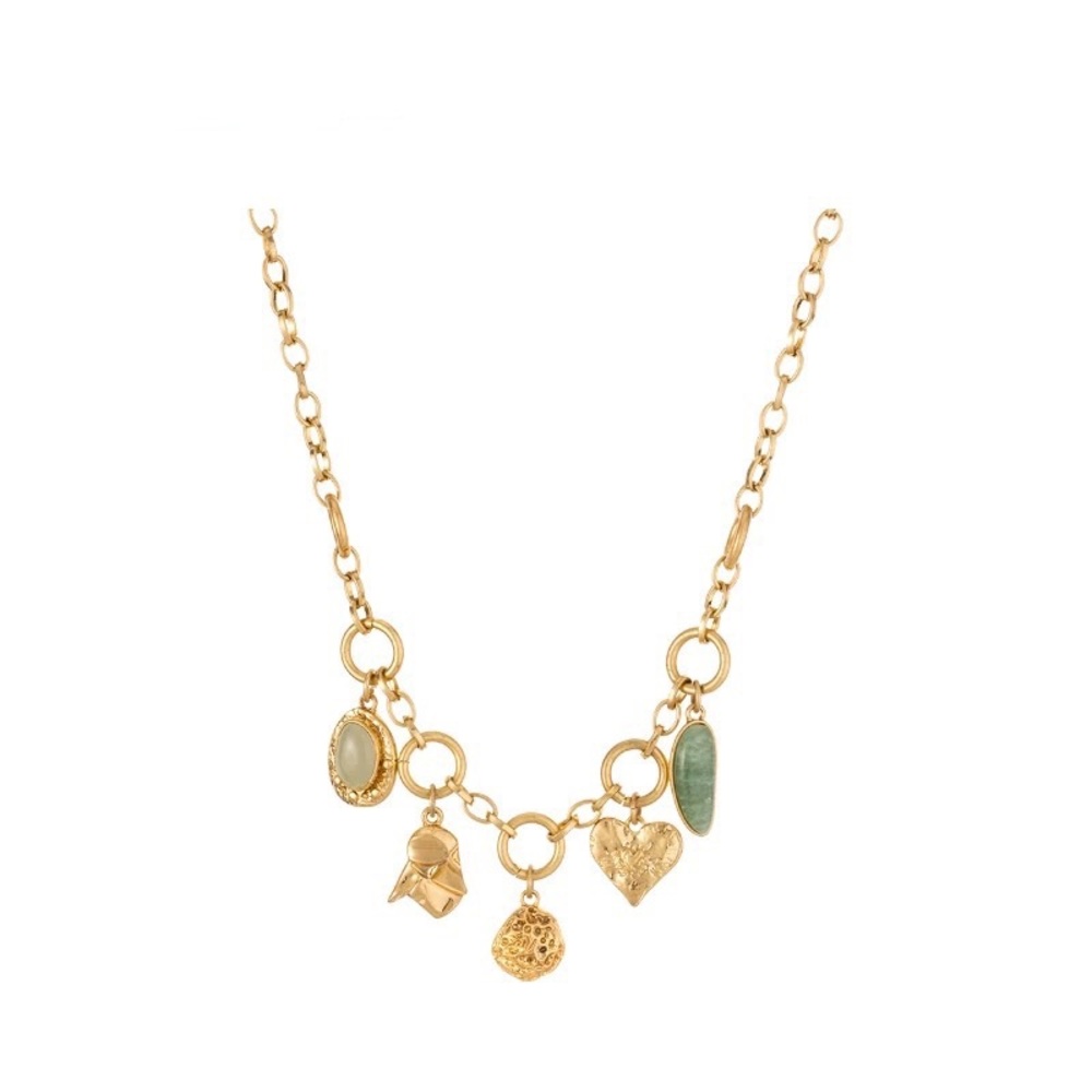 Zara Vintage Wedding Multicharm Matt Gold Chain Necklace